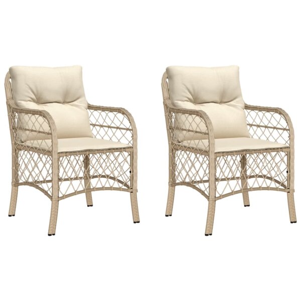 vidaXL Gartenst&uuml;hle mit Kissen 2 Stk. Beige Poly Rattan