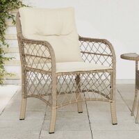 vidaXL Gartenst&uuml;hle mit Kissen 2 Stk. Beige Poly Rattan