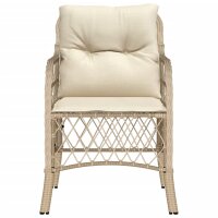 vidaXL Gartenst&uuml;hle mit Kissen 2 Stk. Beige Poly Rattan