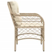 vidaXL Gartenst&uuml;hle mit Kissen 2 Stk. Beige Poly Rattan