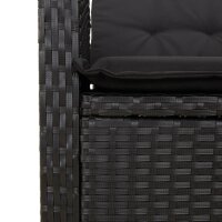 vidaXL Gartensessel Verstellbar mit Kissen Schwarz Poly Rattan