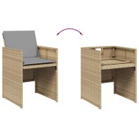 vidaXL Gartenst&uuml;hle mit Kissen 4 Stk. Beigemischung Poly Rattan