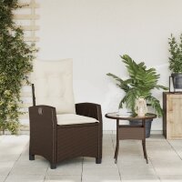 vidaXL Gartensessel Verstellbar mit Kissen Braun Poly Rattan