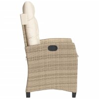 vidaXL Gartensessel mit Kissen Verstellbar Beige Poly Rattan