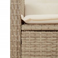 vidaXL Gartensessel mit Kissen Verstellbar Beige Poly Rattan