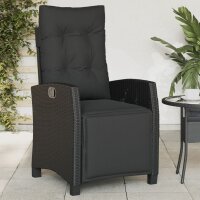 vidaXL Gartensessel mit Fu&szlig;teil Verstellbar Schwarz Poly Rattan