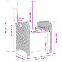 vidaXL Gartensessel mit Fu&szlig;teil 2 Stk. Verstellbar Braun Poly Rattan