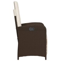 vidaXL Gartensessel mit Fu&szlig;teil 2 Stk. Verstellbar Braun Poly Rattan