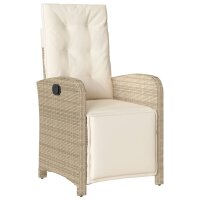 vidaXL Gartensessel mit Fu&szlig;teil 2 Stk. Verstellbar Beige Poly Rattan