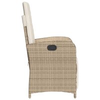 vidaXL Gartensessel mit Fu&szlig;teil 2 Stk. Verstellbar Beige Poly Rattan