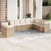 vidaXL 10-tlg. Garten-Sofagarnitur mit Kissen Beige Poly...