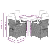 vidaXL 5-tlg. Garten-Essgruppe mit Kissen Schwarz Poly Rattan