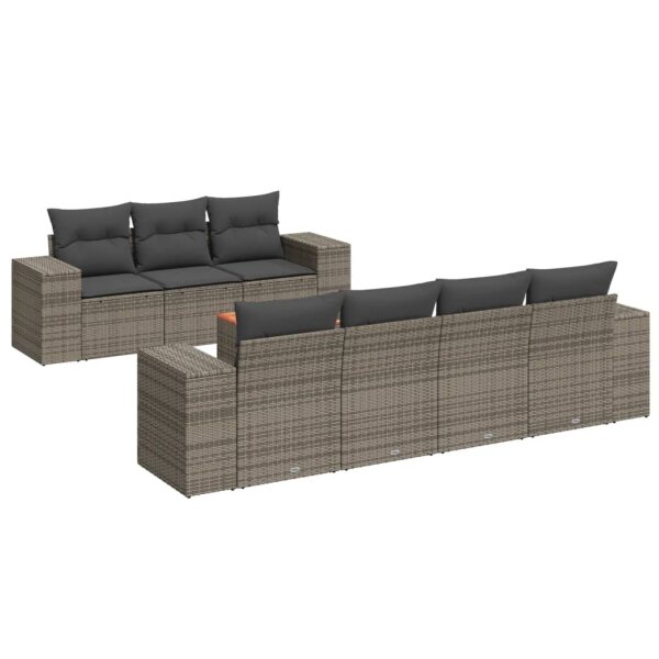 vidaXL 8-tlg. Garten-Sofagarnitur mit Kissen Grau Poly Rattan