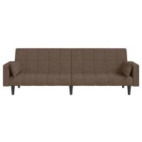 vidaXL Schlafsofa 2-Sitzer mit 2 Kissen Taupe Stoff