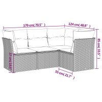 vidaXL 4-tlg. Garten-Sofagarnitur mit Kissen Grau Poly Rattan