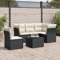 vidaXL 6-tlg. Garten-Sofagarnitur mit Kissen Schwarz Poly...