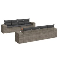 vidaXL 9-tlg. Garten-Sofagarnitur mit Kissen Grau Poly Rattan