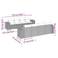 vidaXL 9-tlg. Garten-Sofagarnitur mit Kissen Grau Poly Rattan