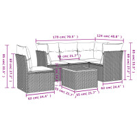 vidaXL 6-tlg. Garten-Sofagarnitur mit Kissen Schwarz Poly Rattan