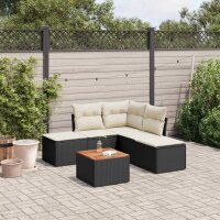 vidaXL 6-tlg. Garten-Sofagarnitur mit Kissen Schwarz Poly...