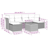 vidaXL 7-tlg. Garten-Sofagarnitur mit Kissen Grau Poly Rattan