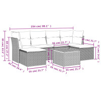 vidaXL 7-tlg. Garten-Sofagarnitur mit Kissen Schwarz Poly Rattan