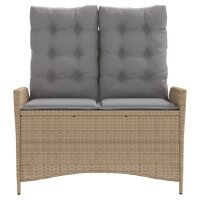 vidaXL Gartenbank Verstellbar mit Kissen Beige Poly Rattan