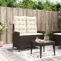 vidaXL Gartenbank Verstellbar mit Kissen Braun Poly Rattan