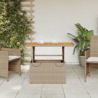 vidaXL Gartentisch Beige 90x55x71 cm Poly Rattan und Akazienholz