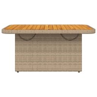 vidaXL Gartentisch Beige 90x55x71 cm Poly Rattan und Akazienholz