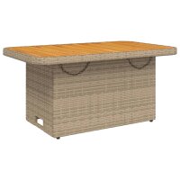 vidaXL Gartentisch Beige 90x55x71 cm Poly Rattan und Akazienholz