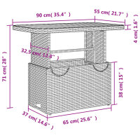 vidaXL Gartentisch Schwarz 90x55x71 cm Poly Rattan und Akazienholz