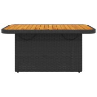 vidaXL Gartentisch Schwarz 90x55x71 cm Poly Rattan und Akazienholz