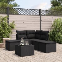 vidaXL 6-tlg. Garten-Sofagarnitur mit Kissen Schwarz Poly...