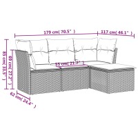 vidaXL 4-tlg. Garten-Sofagarnitur mit Kissen Beige Poly Rattan