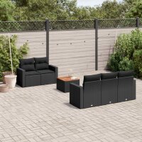 vidaXL 6-tlg. Garten-Sofagarnitur mit Kissen Schwarz Poly...