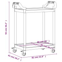 vidaXL Rollwagen mit 2 Etagen Grau 81x41x92 cm Aluminium