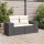 vidaXL Gartensofa mit Kissen 2-Sitzer Schwarz Poly Rattan