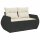 vidaXL Gartensofa mit Kissen 2-Sitzer Schwarz Poly Rattan