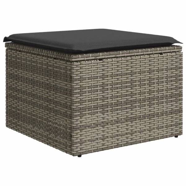 vidaXL Gartenhocker mit Kissen Grau 55x55x37 cm Poly Rattan