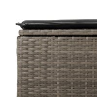 vidaXL Gartenhocker mit Kissen Grau 55x55x37 cm Poly Rattan