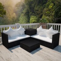 vidaXL 4-tlg. Garten-Lounge-Set mit Auflagen Poly Rattan...