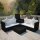 vidaXL 4-tlg. Garten-Lounge-Set mit Auflagen Poly Rattan Schwarz