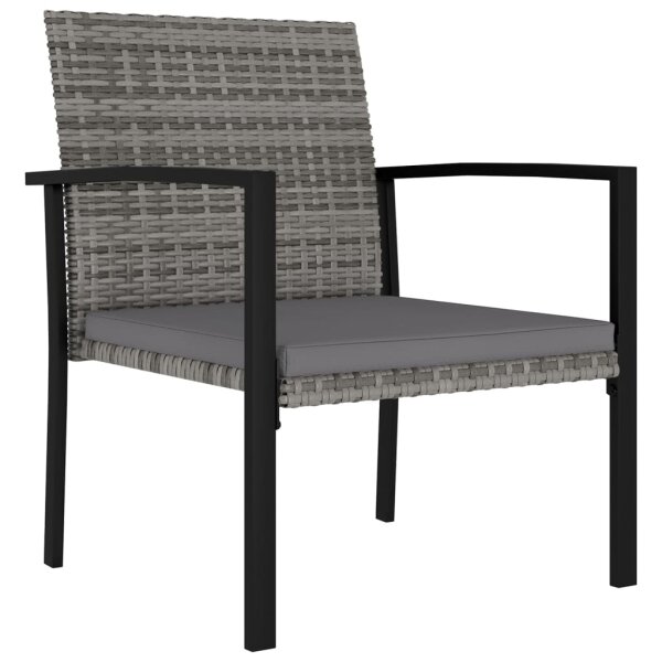 vidaXL Garten-Essst&uuml;hle 2 Stk. Poly Rattan Grau