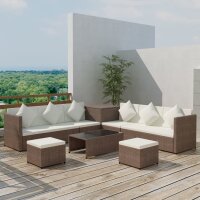 vidaXL 8-tlg. Garten-Lounge-Set mit Kissen Poly Rattan Braun