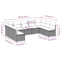 vidaXL 9-tlg. Garten-Sofagarnitur mit Kissen Beige Poly Rattan