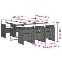 vidaXL 7-tlg. Garten-Essgruppe mit Kissen Beigemischung Poly Rattan