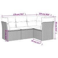 vidaXL 4-tlg. Garten-Sofagarnitur mit Kissen Schwarz Poly Rattan