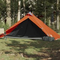 vidaXL Campingzelt 1 Person Grau & Orange 255x153x130 cm 185T Taft