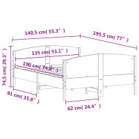 vidaXL Massivholzbett mit Kopfteil Wachsbraun 135x190 cm Kiefer